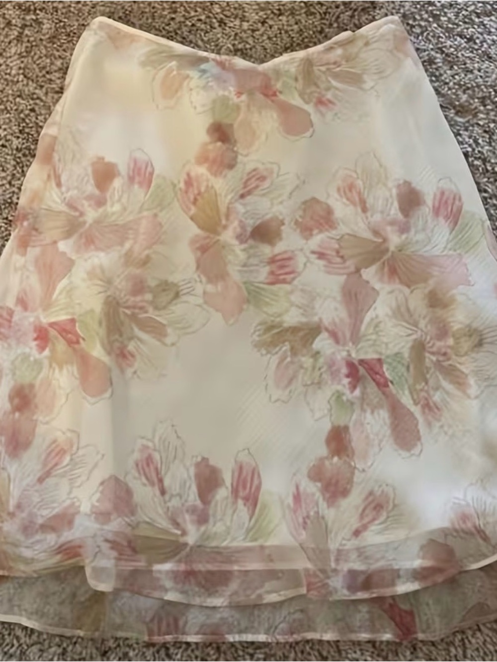 Floral Pastel A-Line Skirt - White / Pink